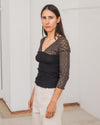 BASERANGE France organic cotton 25 early spring lace stitching long-sleeved T-shirt BAS-TONLS-LA-SU25-BLACK